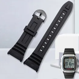 Silikonklockor för Casio 3239 W-96H-1A 2A 9A Special Silicone Strap Electronic Watch Chain Accessories Black