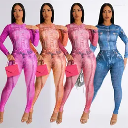 Zweiteilige Damenhose, Batik-Body mit langen Ärmeln, O-Ausschnitt und gleichem Bleistift, Street-Fashion-Pendleranzug
