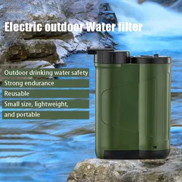 Filtro de água elétrico, purificador de água de bomba automática recarregável USB com lanterna para acampamento ao ar livre, viagens