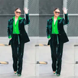 Zielone aksamitne garnitury kobiet na smoking ślubny 2 sztuki Blazer and Spods Designer Formal Party Prom Sukienka wykonana na zamówienie