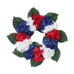 Decorative Flowers Patriotic American Wreath Red White And Blue Summer Memorial Day Festival Garland Decoration 4th Of July Wreaths F