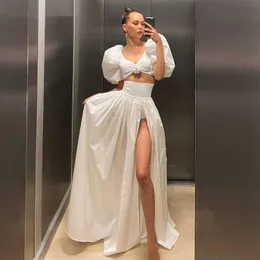2023 Nowa długa spódnica dwuczęściowa sukienka z bąbelkami z talią wysoko podzieloną francuską długą spódniczką garnitur