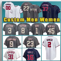 2 Luis Garcia Custom Nationals Baseball Jerseys 40 Josiah Grey 17 Alex Call 28 Lane Thomas 45 Joey Meneses 8 Carter Kieboom 39 Jake Alu Stephen Strasburg Victor Robles