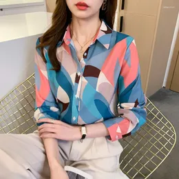 Dames Blouses Chikichi Bloemen Chiffon Shirt Lange Mouwen Losse Print Vintage Blouse 2023 Dames Tops Kleding Dames Basic OL Dames