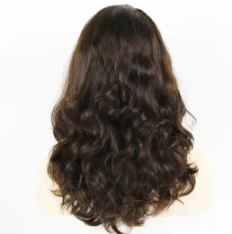 22 polegadas 100% real europeu virgem cabelo humano cor marrom 4 # 130% densidade onda solta peruca judaica para mulher branca entrega rápida expressa