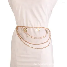 Cinture Donna Moda Sexy Cintura per il corpo Anca Vita alta Oro Argento Stretto Metallo Catena del ventre Frange grosse Moneta di diamanti di cristallo