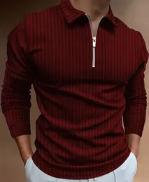 Męskie polo s5xl swobodne jesieni jesienne koszule z długim rękawem Męskie koszulki męskie koszulki z suwakiem Tops Street Golf Clothing Ubrania dla mężczyzn 230715