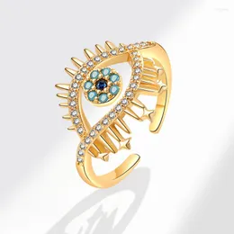 Bröllopsringar Fashion Cubic Zircon Turkiet Eye Ring Klassisk justerbar ond ögonfrans öppen för kvinnors engagemang Böhmen smycken gåva