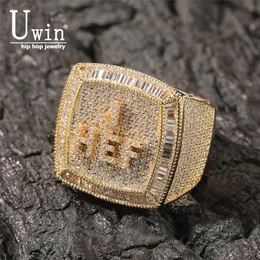 Band Rings Uwin Custom Name Rings 1-9 Letters Full Iced Out Cubic Zirconia Championship Ring Personlig Hiphop Jewelry 230715