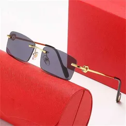 Sunglasses 2023 Designer new versatile for men and women frameless square C-shaped plate legs sun optical glassesKajia New