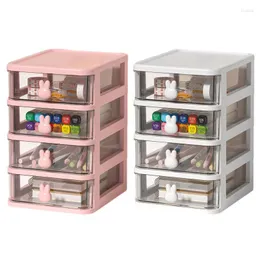 Caixas de armazenamento organizador de maquiagem para penteadeira estojo de cosméticos transparente de 4 camadas caixa transparente com tampa gaveta