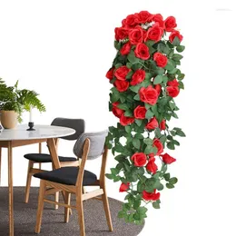 Decorative Flowers Green Branches Artificial Rose Wreath Indoor Outdoor Garden Home Cafe Restaurant Bar Flower Heads Wall Art Simulated