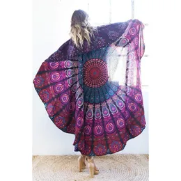 Carpet 150cm Summer Beach Thin Round Mandala Towel Blanket Hippie Pareo Boho Tapestries Mat Home Decoration 230717