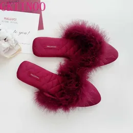 Slippers GKTINOO 2023 Nieuwe Mooie Vrouwen Flip Flop Puntschoen Thuis Vloer Zachte Slippers Vrouwelijke Schoenen Meisjes Winter Lente Warm schoenen L230717