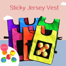 Novelty Games Outdoor Sport Game Props Vest Sticky Jersey Waistcoat With Ball Throwing Toys For Children Kids Sports Toy 230617