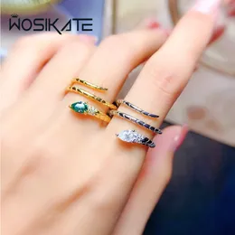 Wosikate yeni su damla şekli moissanite yılan açık 925 gümüş yüzük Kadınlar için lüks güzel mücevher parti hediyeler kadın parmak yüzüğü