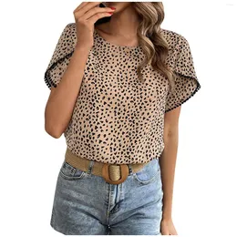 Camiseta feminina verão design de moda sense manga curta gola redonda camisa leopardo blusa feminina 2023 para roupas y2k