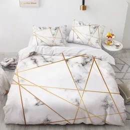 Bedding sets White Gold Marble Pattern Set Modern 3d Duvet Cover Sets Comforter Bed Linen Twin Queen King Single Size Fashion Luxury 230717
