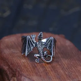 Anel dragão vintage masculino feminino rock hip hop pterodáctilo anel fashion titânio anel de aço joias presente ajustável