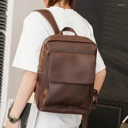 Backpack w stylu koreańskim męskie torby na ramię retro kawa pu skóra 13 "plecaki laptopa torba podróżna męska szkolna szkolna 2023