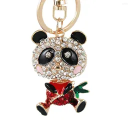 سلاسل المفاتيح Hig Qualty Bear Giant Panda Crystal chain chain chainder rhinestone keychain car ring for bag birth friend gift