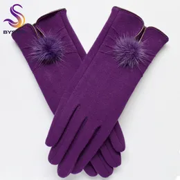 5本の指の手袋bysifa女性ミンクボールウールグローブファッションオープニングデザインウィンターレディースグローブトレンディエレガントソフトブラックミトングローブ230717