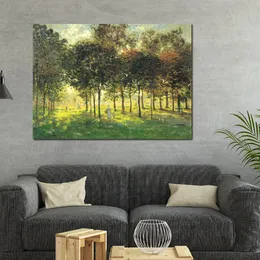 Handmålad texturerad dukkonst Promenaden på Argenteuil Soleil Couchant Claude Monet målning Still Life Dining Room Decor