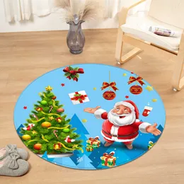 카펫 크리스마스 라운드 카펫 컴퓨터 의자 쿠션 어린이 방 카펫 거실 침대 옆 매트 3D 침실 바닥 장식 러그 Tapis R230717
