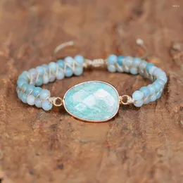 Braccialetti con ciondoli Fatti a mano Amazzonite Pietra Perline Bracciale avvolgente Boho Intrecciato naturale Per donne Yoga Energia Gioielli Regali