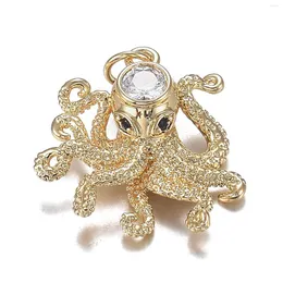 Anhänger-Halsketten Pandahall 1 Stück Octopus Messing Micro Clear CZ Zirkonia Anhänger Charms für Halskette Armband Ohrring Schmuckherstellung
