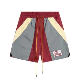 Men's Shorts Color blocking micro label tied casual shorts for men and women's high street beach sports capris