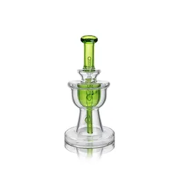 WaxMaid 6.38Inches Trophy Incycler Hookah Green Clear Glass Tornado Beaker GalSs Water Pipe Glass Bong 14mm Joint Oil Rigs Us Warehouse Retail Order Gratis frakt