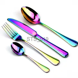 Slip Mutandine Altre mutandine Creativo Acciaio inossidabile Set di posate colorate Set da pranzo arcobaleno Stoviglie da viaggio Forchetta Coltello per matrimonio e hotel 1 pz x0719