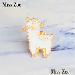 Pins broszki Schaapje Emaille Pins Dier Mooie Alpaca Broche Knop Pin Jeans Revers Badge Cartoon Sieraden Gift Voor Kids Meis Dhgqg