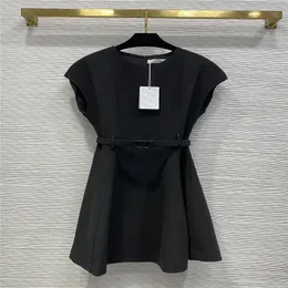 23 Summer Women Designer Dress Tee Shirts Dresses With Letter Belt Girls Milan Runway Jersey Tank Top A-Line Sleeveless Dress High End Mini Cloak Designer Dresses