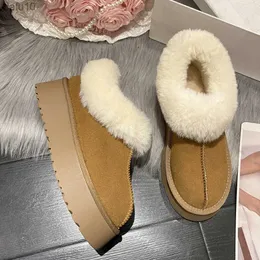 Nieuwe Winter Vrouwen Korte Pluche Warme Snowboots Flats Casual Schoenen Suède Bont Chelsea Enkellaars Platform Dames Schoenen Botas mujer L230704