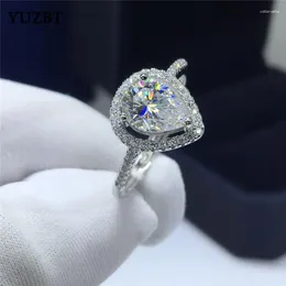 Cluster Rings YUZBT S925 Sterling Silver Solid 2 Excellent Cut Diamond Past D Color Water Drop Moissanite Ring Wedding Jewelry