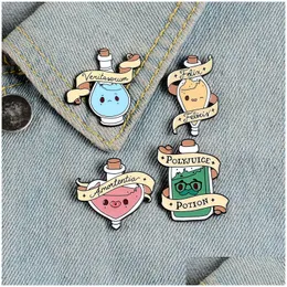 Pins Broschen Zaubertrank Emaille Pins Cartoon Flasche Abzeichen Glück Liebe Transformation Wahrheit Revers Kleidung Pin Film Schmuck Gi Dhgwp