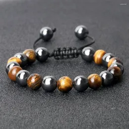 Strand Natural Tiger Eye Hematite Beads Bracelets For Men Health Protection Women Yoga Energy Energy CoupleS Obsidian