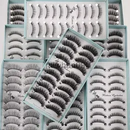 Falska ögonfransar 5/10Prairs 6D Faux Mink False Lashes Makeup Mjuk naturlig tjock fluffig volym Fake Eyelashes Cross Reusable Eyelash Extension Tool J230717