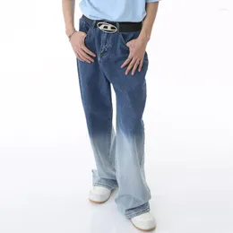 Men's Jeans SYUHGFA Wide Leg Personalized Gradient Halo Dyed Denim Straight Pants Summer Korean Street Casual Trousers