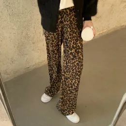 Women's Pants Capris Lucyever Fashion Leopard Women's Pants Summer Casual Elastic High Waist Wide Leg Pants Woman Streetwear Hip-Hop Trousers 230717