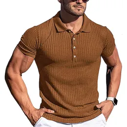 Męskie koszule polo męskie letnie swobodny krótki rękaw dzianin Slim Solid Men Tshirt Homme S5xl Odzież 230717