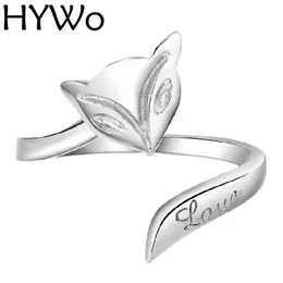 HYWo Fox Ring 925 Anéis de Prata Esterlina com Feminino Festa de Casamento Anéis de Moda Fit Pandora amor design aberto Evitar alergia whol235T