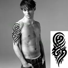 Adesivo de tatuagem temporária à prova d'água Totem Line Design Cool Black Moda Tatoo Flash Falso Tatto Braço Perna Arte Corporal para Mulheres Masculinas