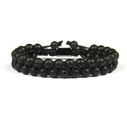 Pulsera Homme Doble Cuentas 6mm Mate Ágata Negro Onyx Cuentas de Piedra Natural Macramé Amistad Pulsera Bonito Regalo Calidad Superior207I