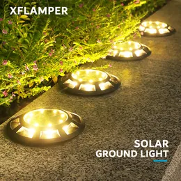 Garden Decorations 4st Solar Ground Lights 16LED Outdoor IP65 Waterproof 2V 100Ma Laddning för gårdsstaket Path Patio Stegdekoration 230717