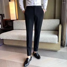Mäns kostymer 2023 Men Casual Suit Pants Straight Ankle-Length Slim Drape Streetwear Mane Trousers Plus Size Autumn Clothing P238