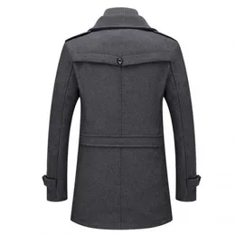 Misto lana da uomo Nuovo cappotto di lana invernale Moda uomo Doublar Giacca spessa Trench monopetto Uomo Casual Misto lana Cappotti Uomo HKD230719