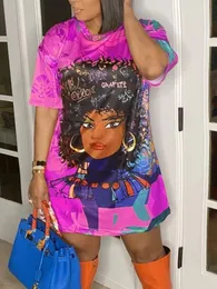 Damska koszulka w dużych rozmiarach sukienki LW w rozmiarze plus figurka Druk T-shirt sukienka Letnia luźna sukienka T-Shirt Sukienki z krótkim rękawem dla kobiet 230718